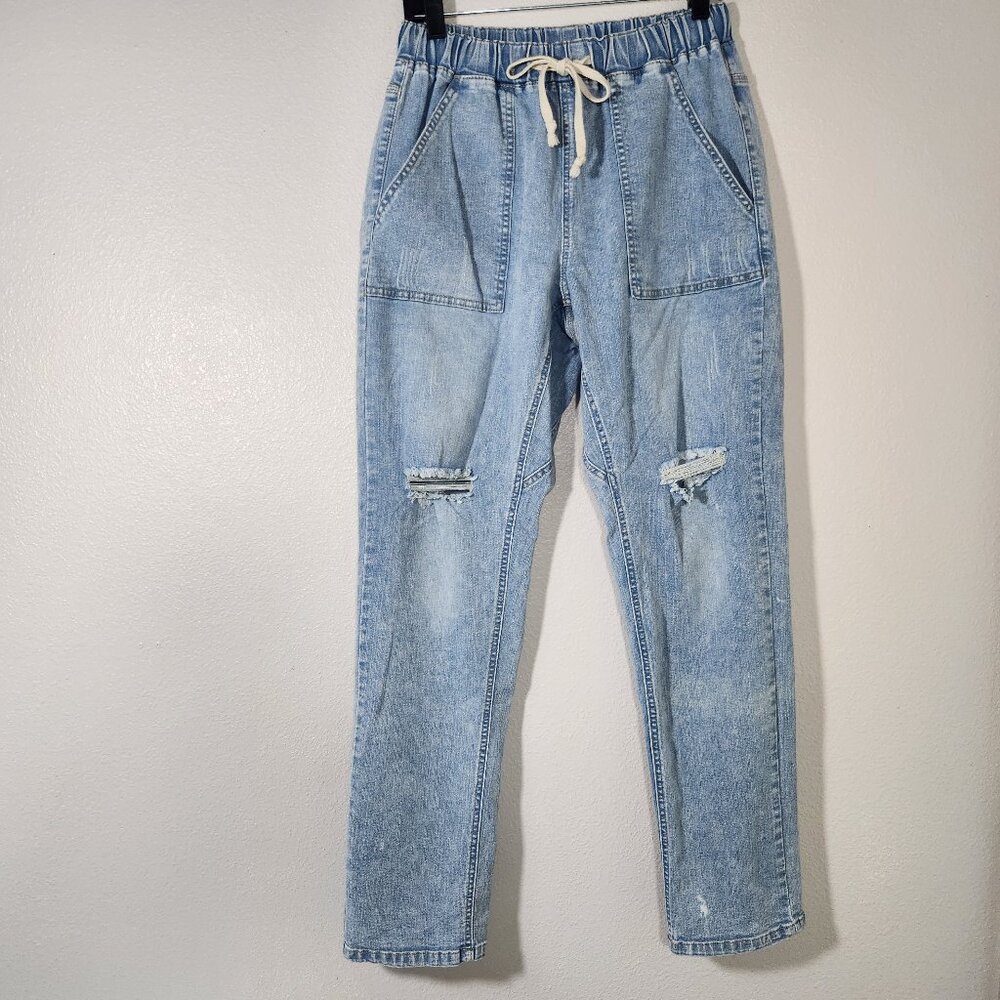 Unbranded Paperbag Drawstring High Waist Jeans szS Elastic pull-on Pockets